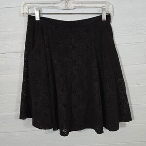 Altar'd State Skirt Women's Black Laser Cut Flared Zipper Short Pockets SZ Small